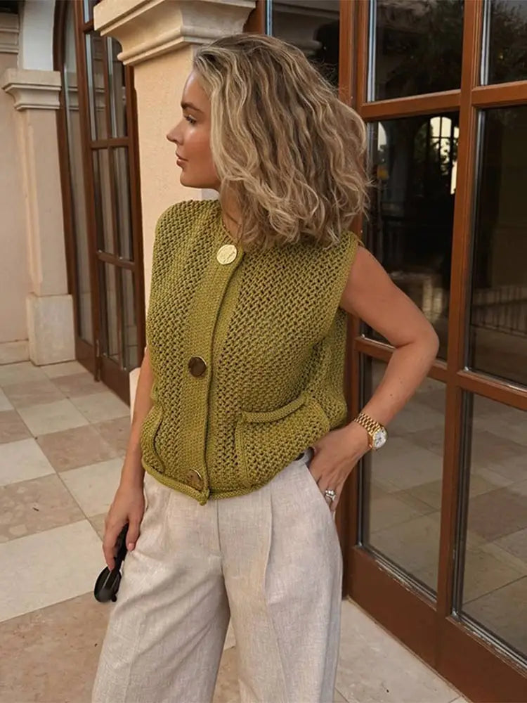 MAGGIE - KNITTED CARDIGAN GOLDEN BUTTONS